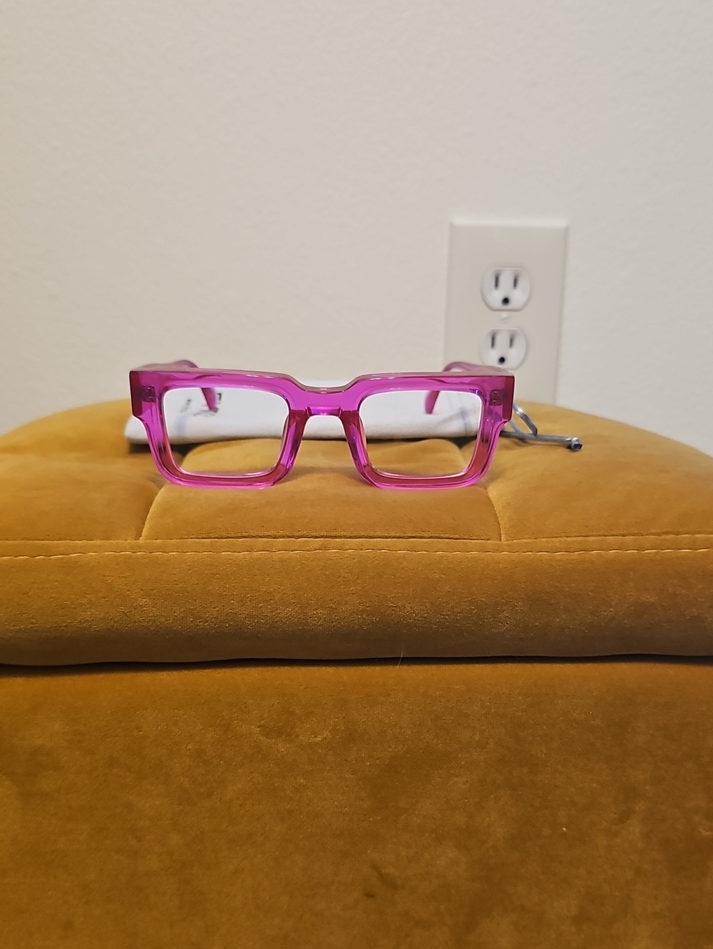 Clear Pink Rectangle Fashion Glasses